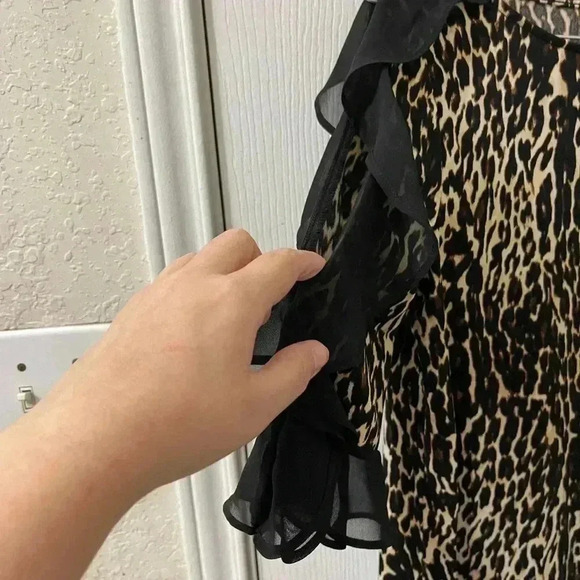 Bold Elements leopard print ruffle sleeves M - Picture 2 of 6